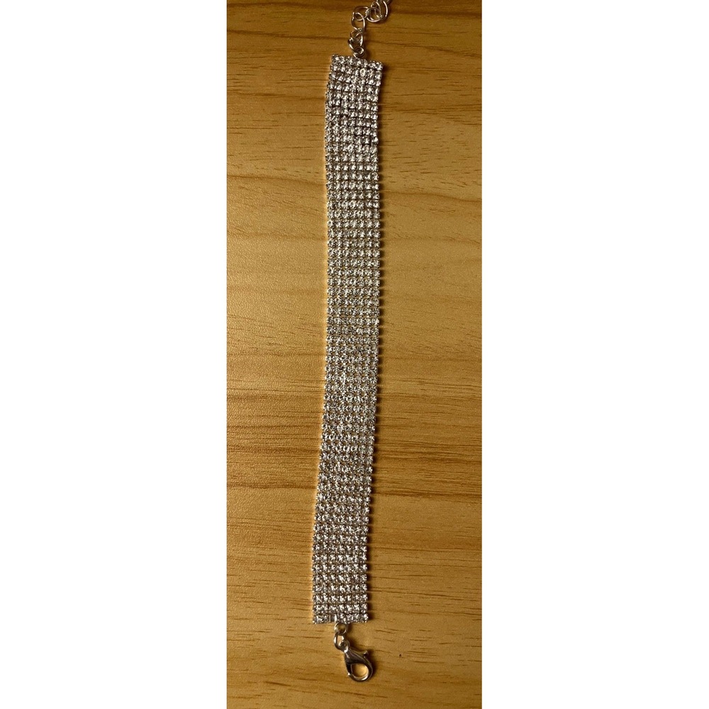 Vintage 7 Row Rhinestone Statement Tennis Bracelet Prom